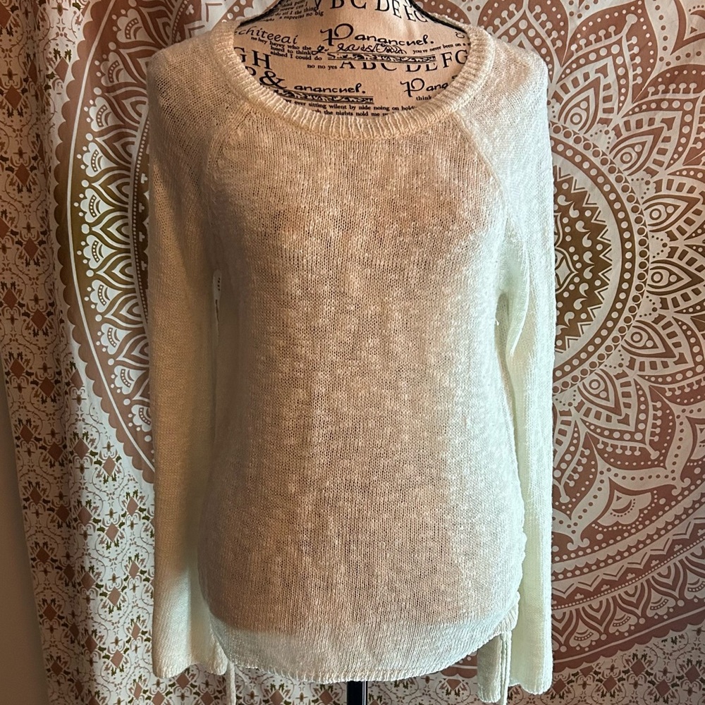 Pink Republic Ivory Boho Open Knit Pullover with Side Ties L